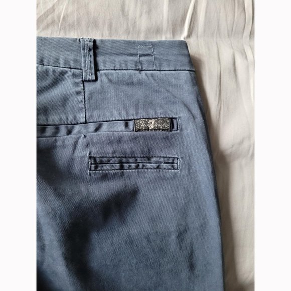 NWOT 7FAM Blue Cotton Twill Straight Leg Pants (Size 26) - Picture 2 of 10